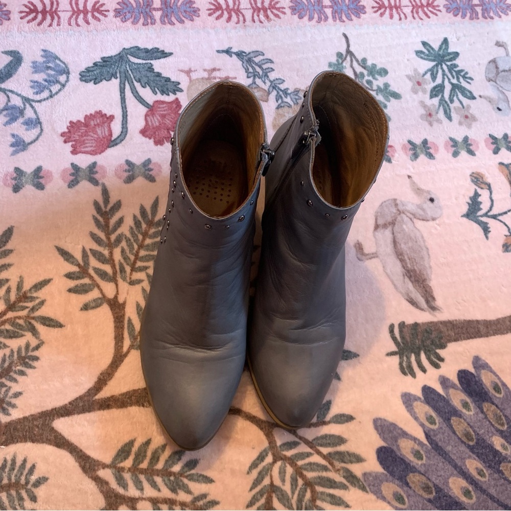 Spring Step Gray Studded Leather Ankle Boots - Picture 2 of 10